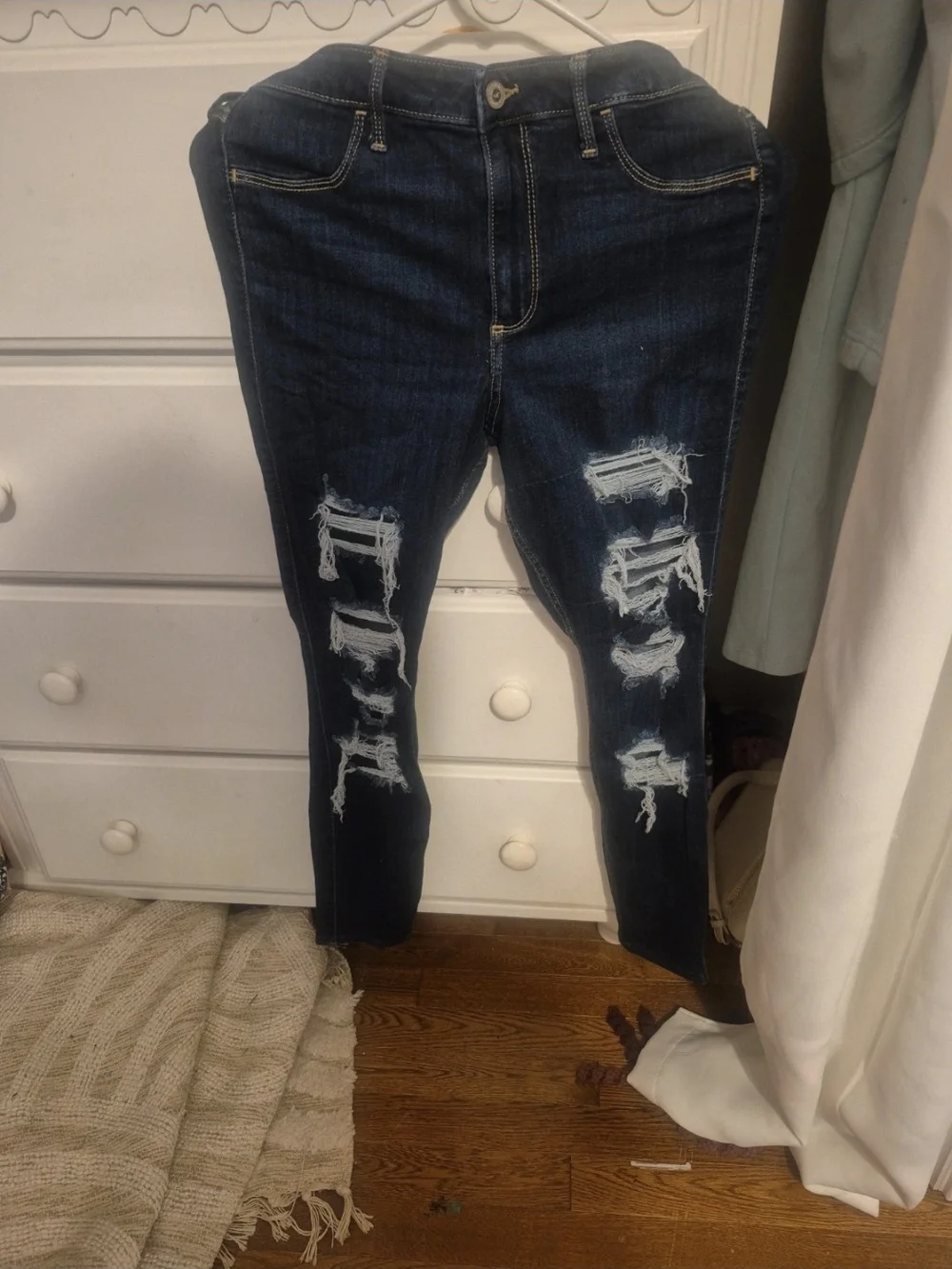Hollister Dark Blue Ripped Skinny Jeans
